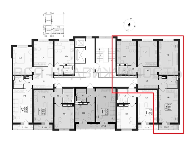 3-комнатная квартира, 91.4кв.м - изображение 1