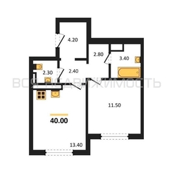 1-комнатная квартира, 40кв.м 1-комнатная квартира, 40кв.м - изображение 1
