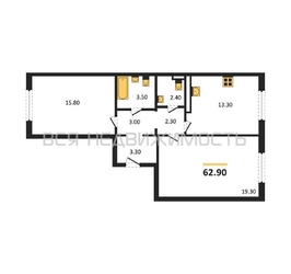 2-комнатная квартира, 62.9кв.м - изображение 1