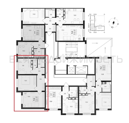 2-комнатная квартира, 51.9кв.м - изображение 1