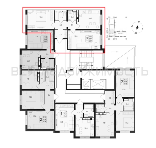 2-комнатная квартира, 63.1кв.м - изображение 1