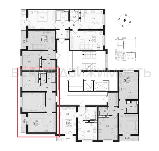 2-комнатная квартира, 53.4кв.м - изображение 1