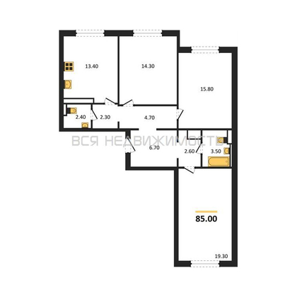 3-комнатная квартира, 85кв.м - изображение