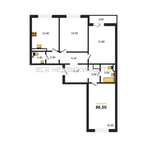 3-комнатная квартира, 86.5кв.м - изображение 0