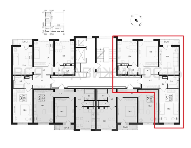 3-комнатная квартира, 86.5кв.м - изображение 1