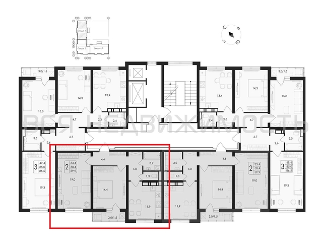 2-комнатная квартира, 59.9кв.м - изображение 1