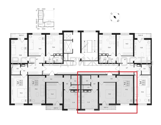 2-комнатная квартира, 59.9кв.м - изображение 1