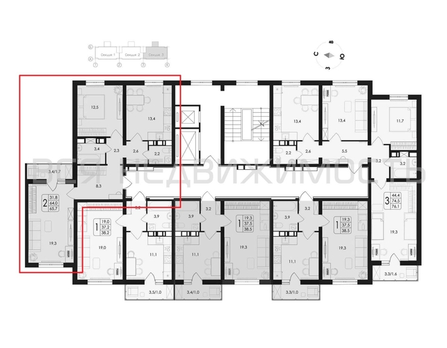 2-комнатная квартира, 65.7кв.м - изображение 1