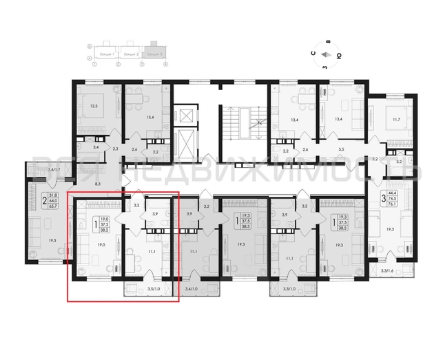 1-комнатная квартира, 38.2кв.м - изображение 1