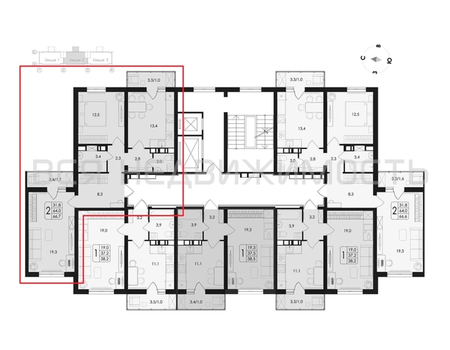 2-комнатная квартира, 66.7кв.м - изображение 1