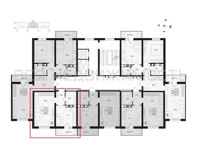 1-комнатная квартира, 38.2кв.м - изображение 1