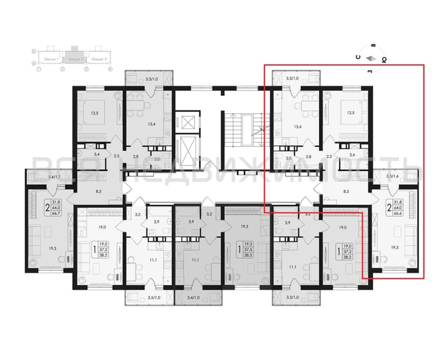 2-комнатная квартира, 66.6кв.м - изображение 1