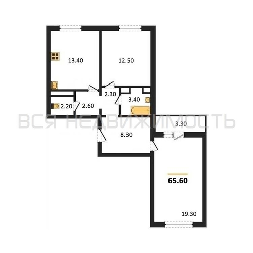 2-комнатная квартира, 65.6кв.м - изображение 0