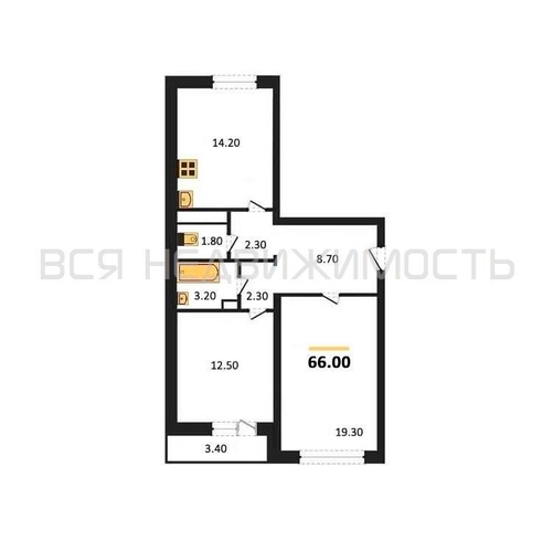 2-комнатная квартира, 66кв.м - изображение 0