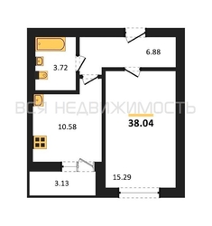 1-комнатная квартира, 38.04кв.м - изображение 1