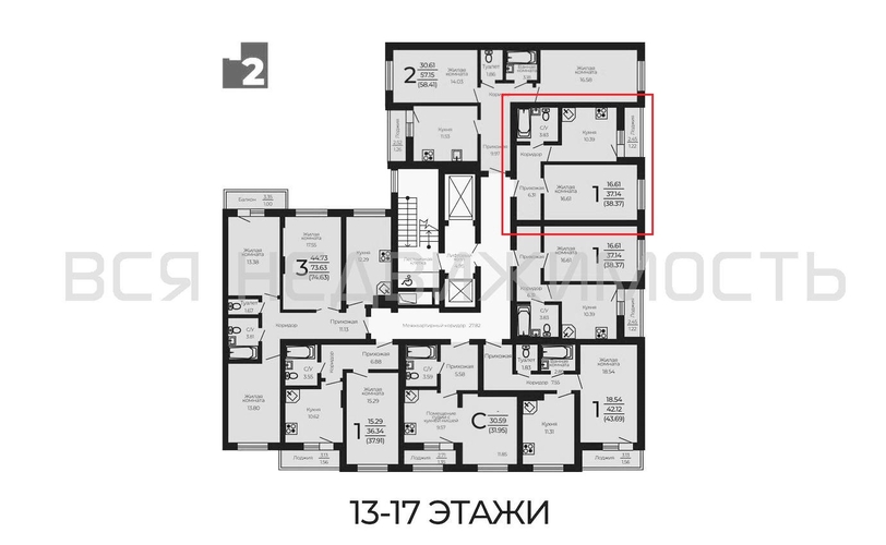 1-комнатная квартира, 38.37кв.м - изображение 1
