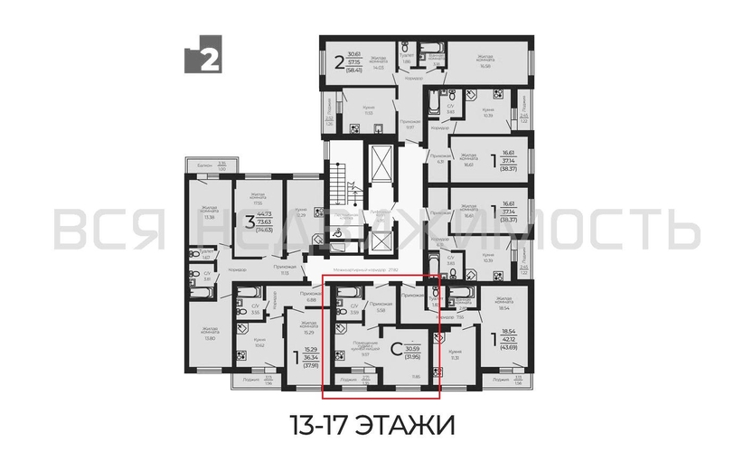 квартира-студия, 31,95кв.м. - изображение 1