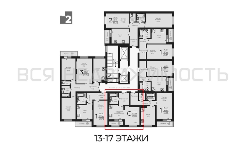 квартира-студия, 31,95кв.м. - изображение 1
