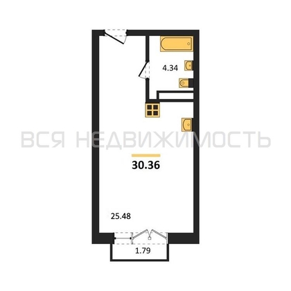 квартира-студия, 30,36кв.м. - изображение