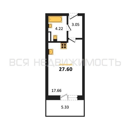 квартира-студия, 27,46кв.м. - изображение