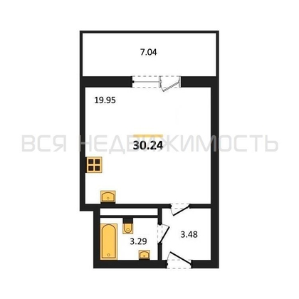 квартира-студия, 30,24кв.м. - изображение