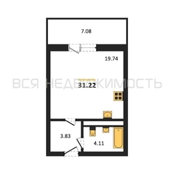 квартира-студия, 31,22кв.м. квартира-студия, 31,22кв.м. - изображение 1