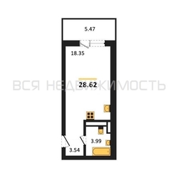 квартира-студия, 28,25кв.м. квартира-студия, 28,25кв.м. - изображение 1