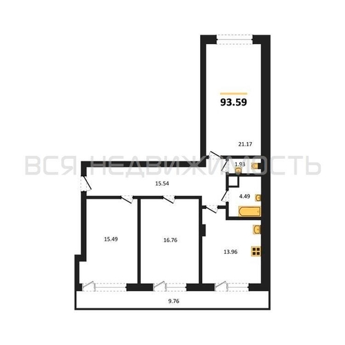 3-комнатная квартира, 93.7кв.м - изображение 0