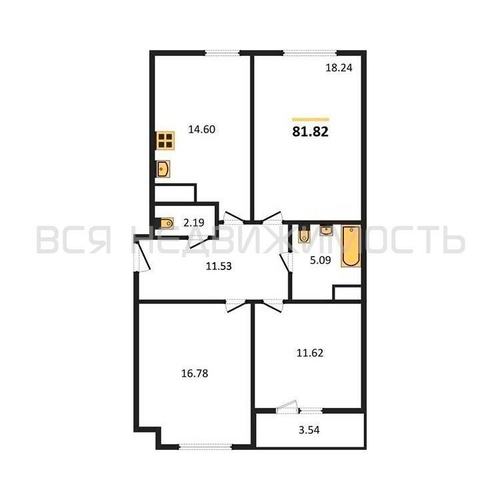 3-комнатная квартира, 81.82кв.м - изображение 0