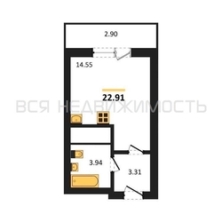 квартира-студия, 22,91кв.м. квартира-студия, 22,91кв.м. - изображение 1