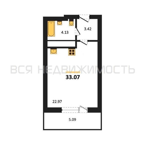 квартира-студия, 33,07кв.м. - изображение 0