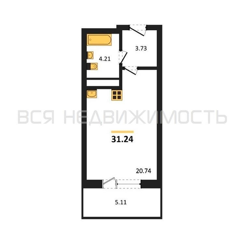 квартира-студия, 31,24кв.м. - изображение 0