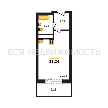 квартира-студия, 31,24кв.м. - изображение