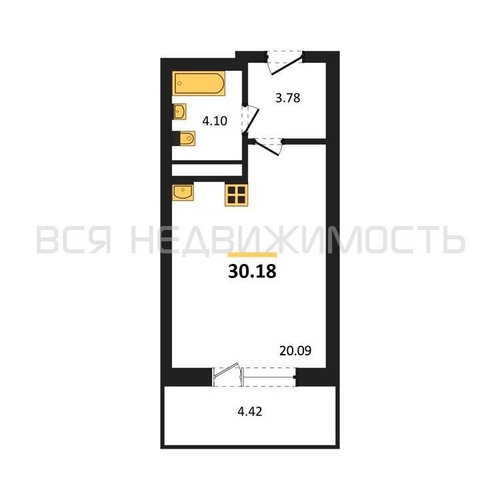 квартира-студия, 30,18кв.м. - изображение 0