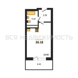 квартира-студия, 30,18кв.м. квартира-студия, 30,18кв.м. - изображение 1