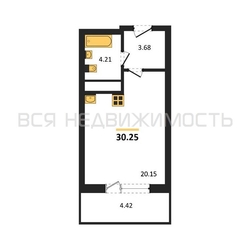квартира-студия, 30,25кв.м. квартира-студия, 30,25кв.м. - изображение 1
