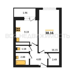 1-комнатная квартира, 38.16кв.м - изображение 1