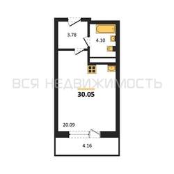 квартира-студия, 30,05кв.м. квартира-студия, 30,05кв.м. - изображение 1