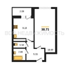 1-комнатная квартира, 38.71кв.м - изображение 1