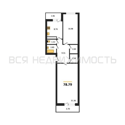 2-комнатная квартира, 78.79кв.м - изображение