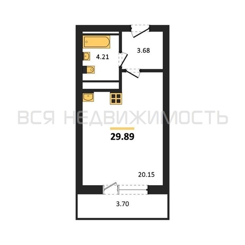 квартира-студия, 29,89кв.м. - изображение 0