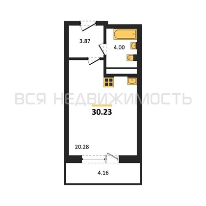 квартира-студия, 30,23кв.м. - изображение