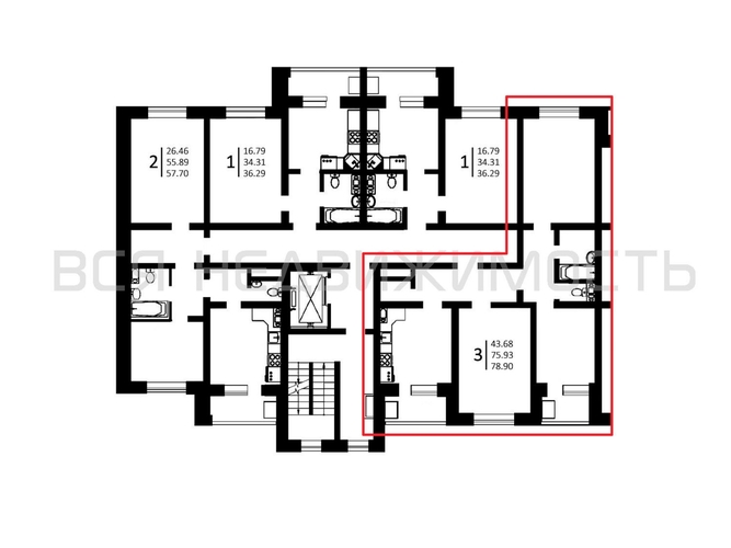 3-комнатная квартира, 78.9кв.м - изображение 1