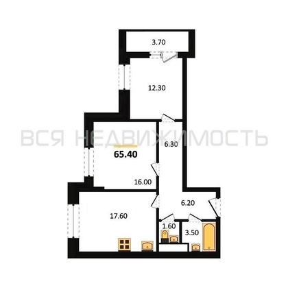 2-комнатная квартира, 65.4кв.м - изображение