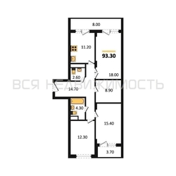 3-комнатная квартира, 93.3кв.м - изображение 1