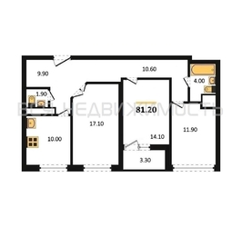 3-комнатная квартира, 81.2кв.м - изображение 1