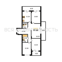 4-комнатная квартира, 97.1кв.м - изображение 1