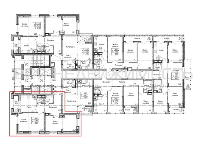 2-комнатная квартира, 80.8кв.м - изображение 1