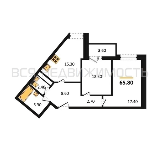 2-комнатная квартира, 65.8кв.м - изображение 0