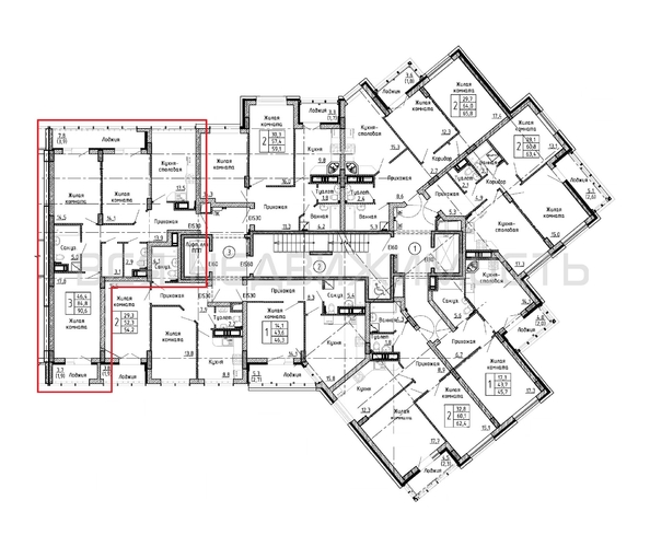3-комнатная квартира, 90.6кв.м - изображение 1